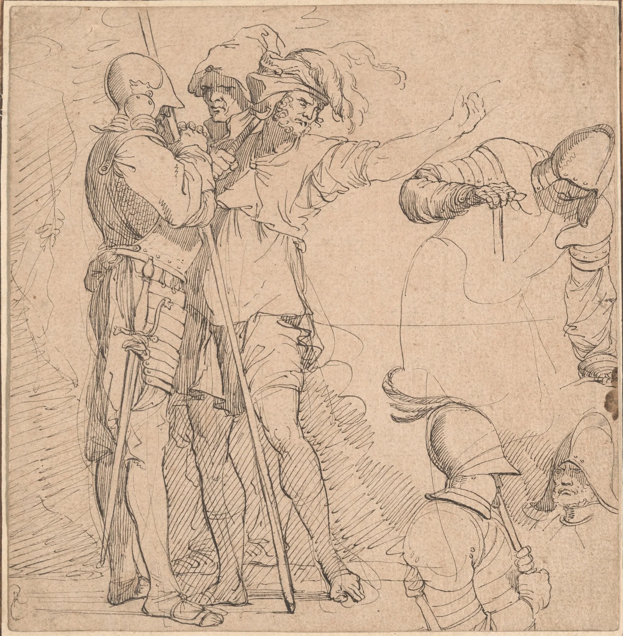 Capriccio Derived from Salvator Rosa's "Figurine", by British 18th Century, ink, 1701