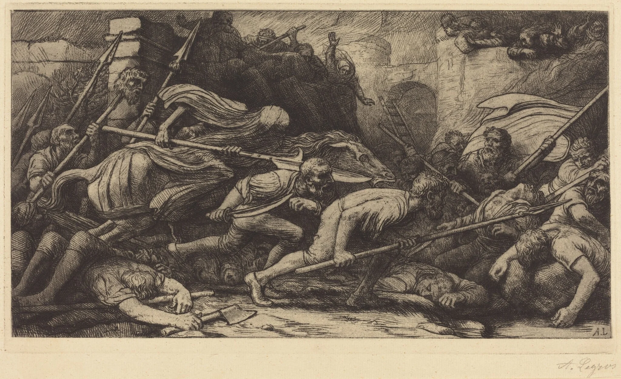 The Triumph of Death: Battle (Le triomphe de la mort: Le combat), by Alphonse Legros, ink, 1874