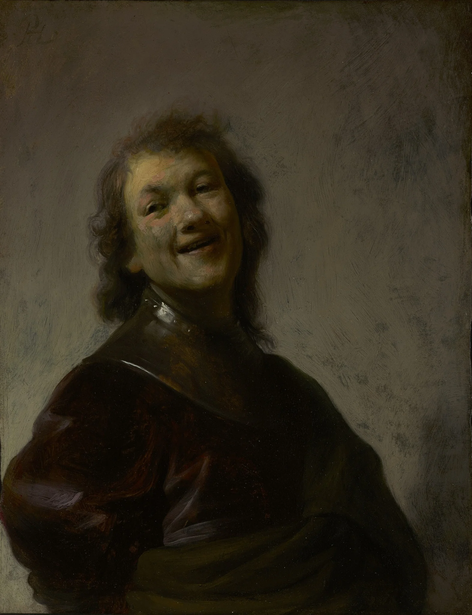Rembrandt Laughing, by Rembrandt, oil, 1628