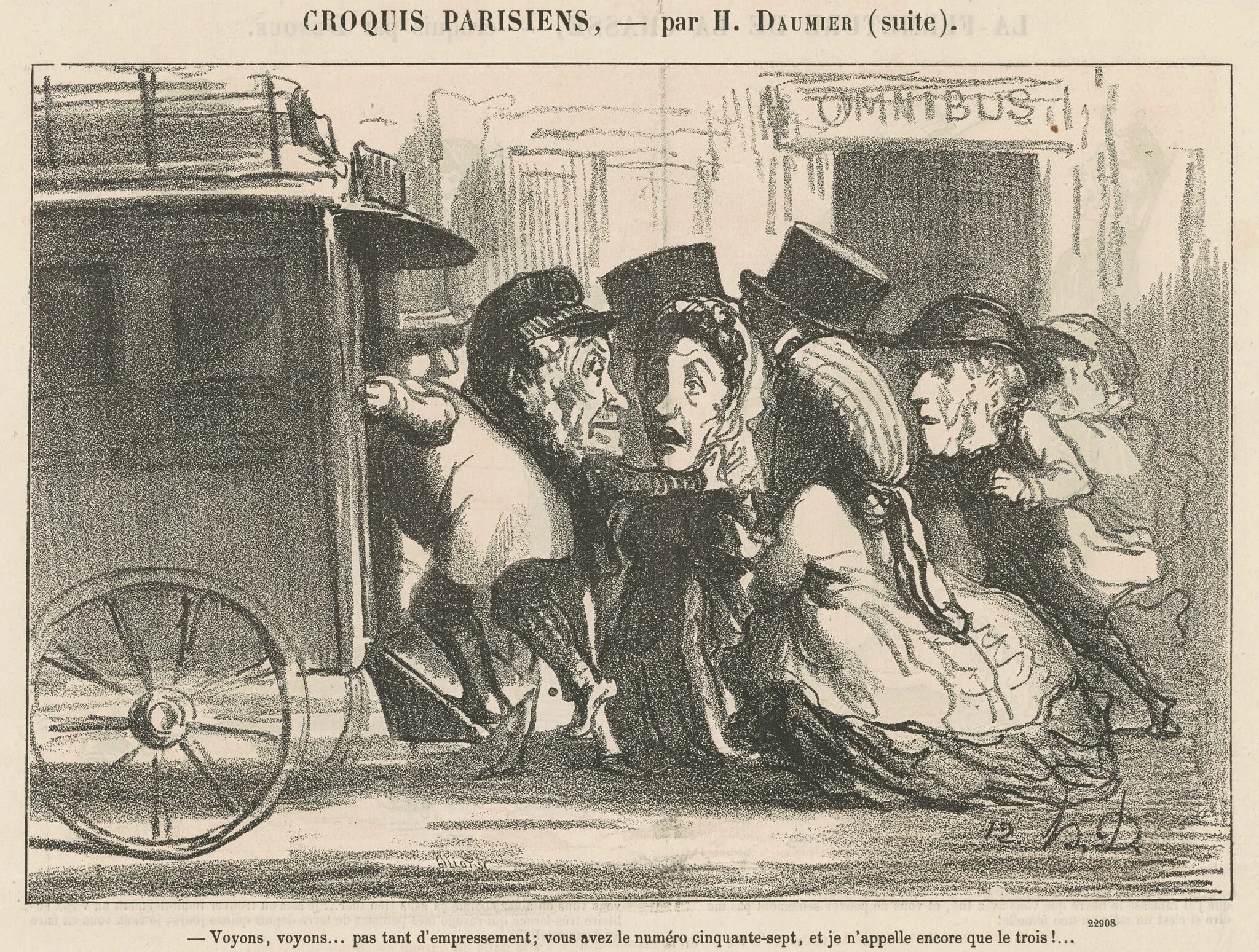 Voyons, voyons ... pas tant d'empressement ..., by Honoré Daumier, ink, 1865