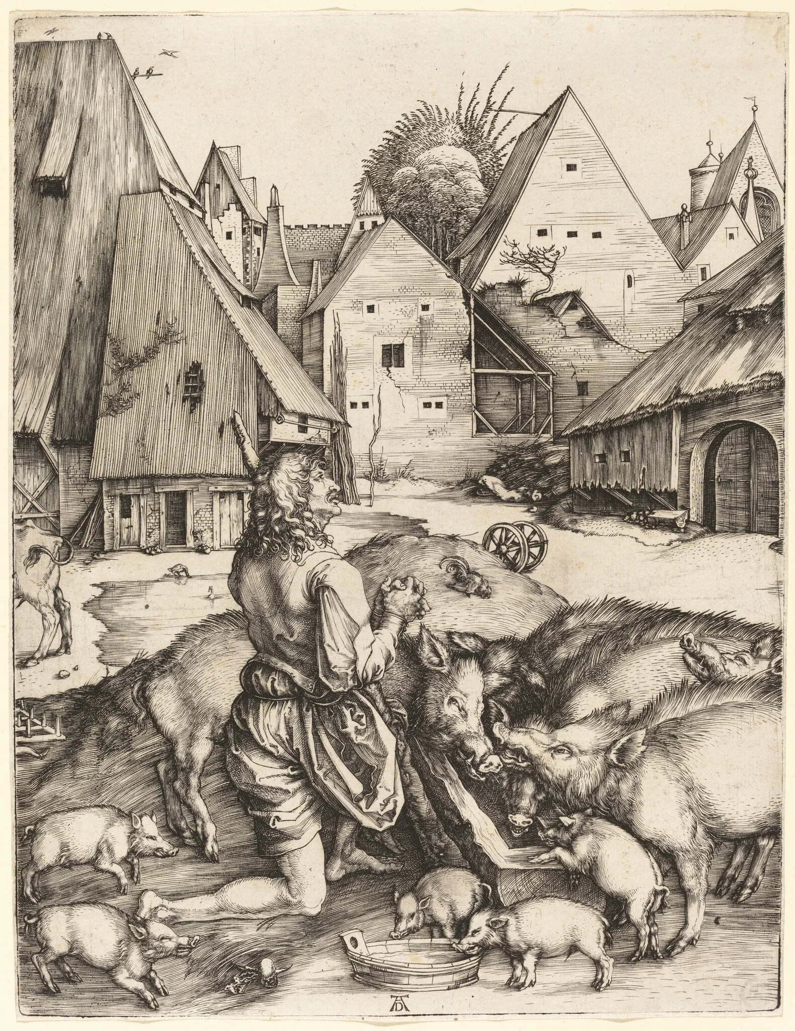 The Prodigal Son, by Albrecht Dürer, ink, 1496