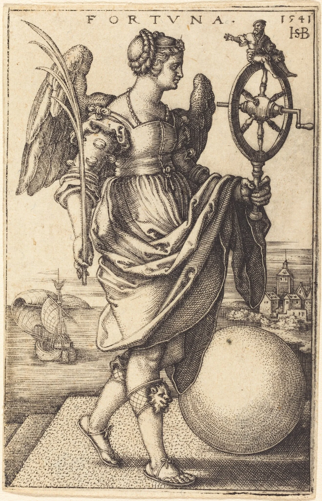 Fortuna (Fortune), by Sebald Beham, ink, 1541