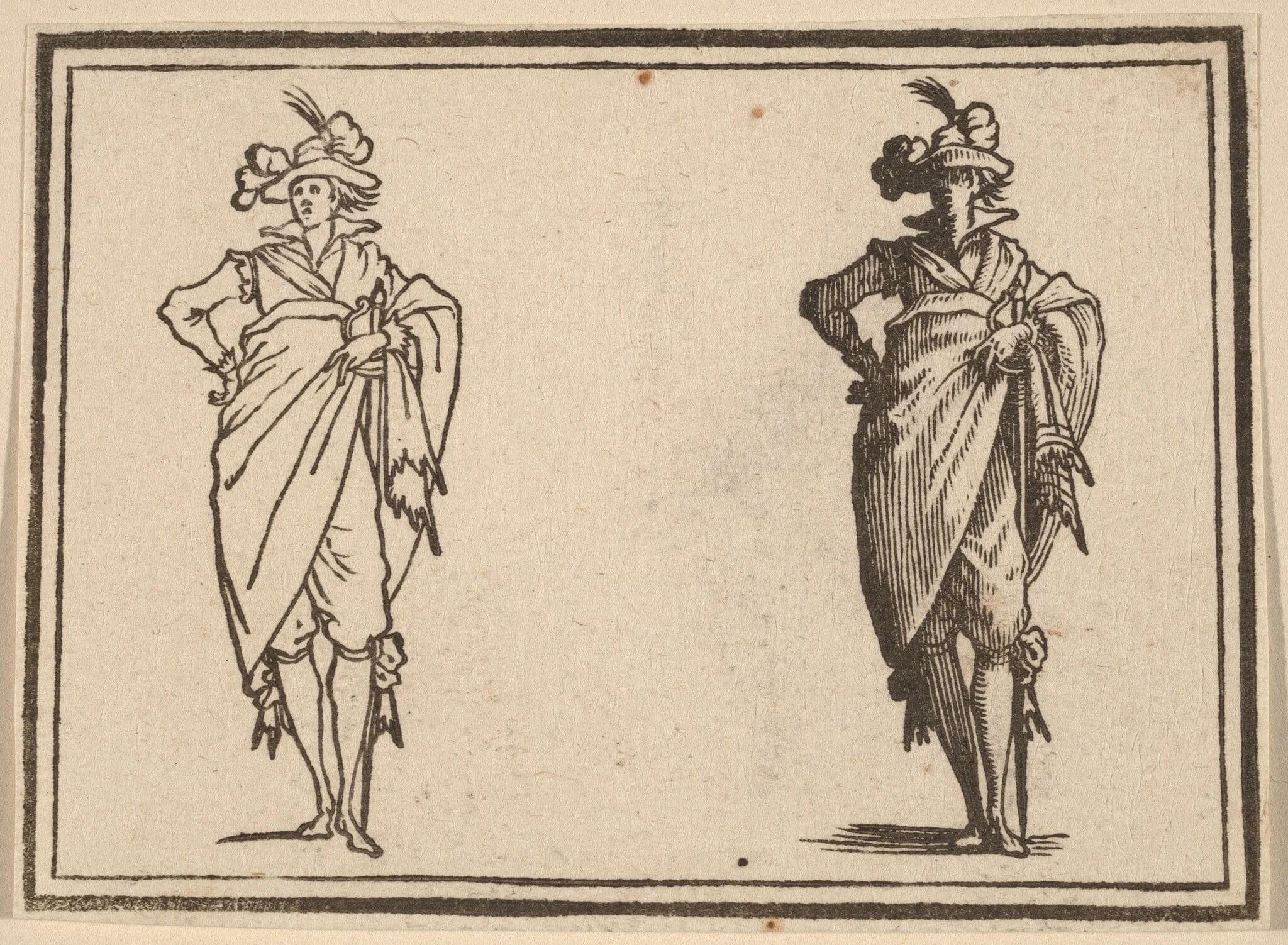 Gentleman Viewed from the Front with Hand on Hips, by Edouard Eckman, ink, 1621