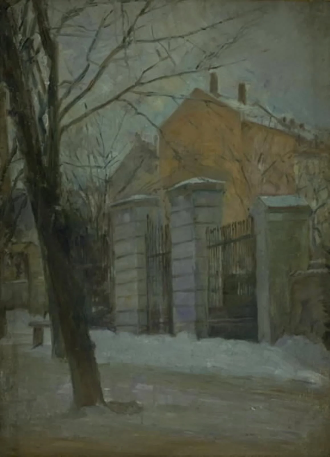 The Gate of Assistens Cemetry in Copenhagen. Winter, by Unknown, 1850