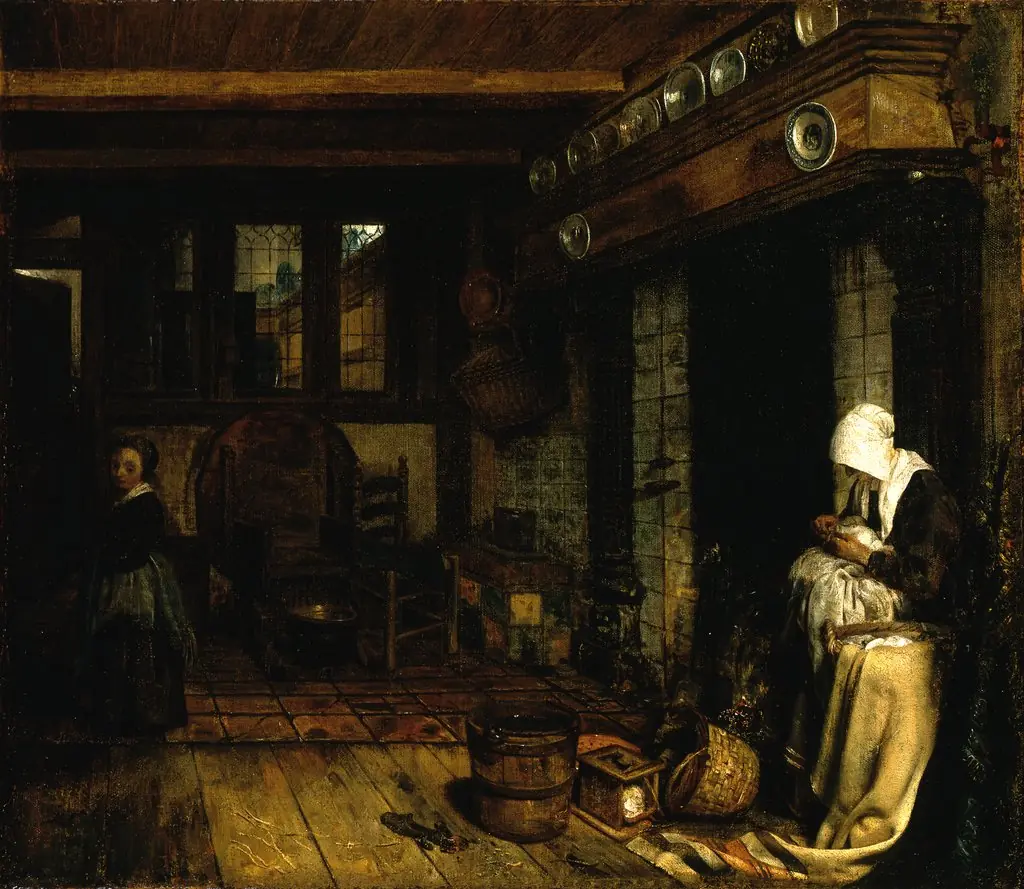 Dutch Interior with Woman Sewing