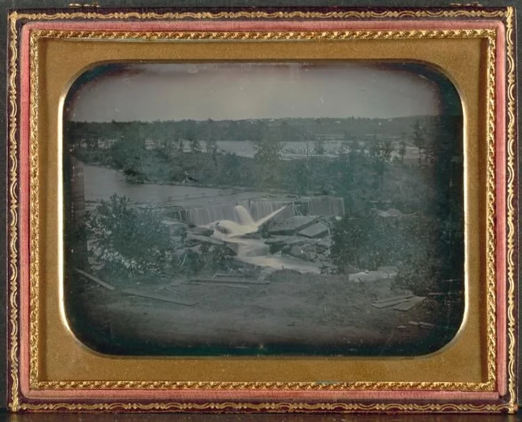 St. Anthony Falls from Across the River, by Unknown, 1854