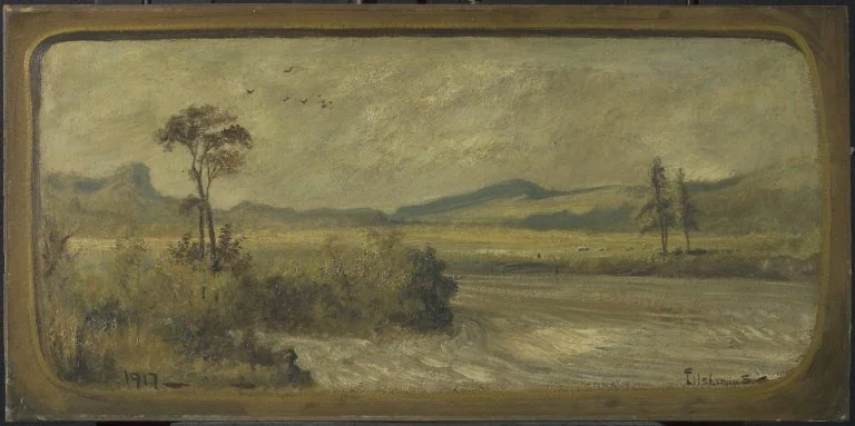 Landscape, by Louis Eilshemius, oil, 1917