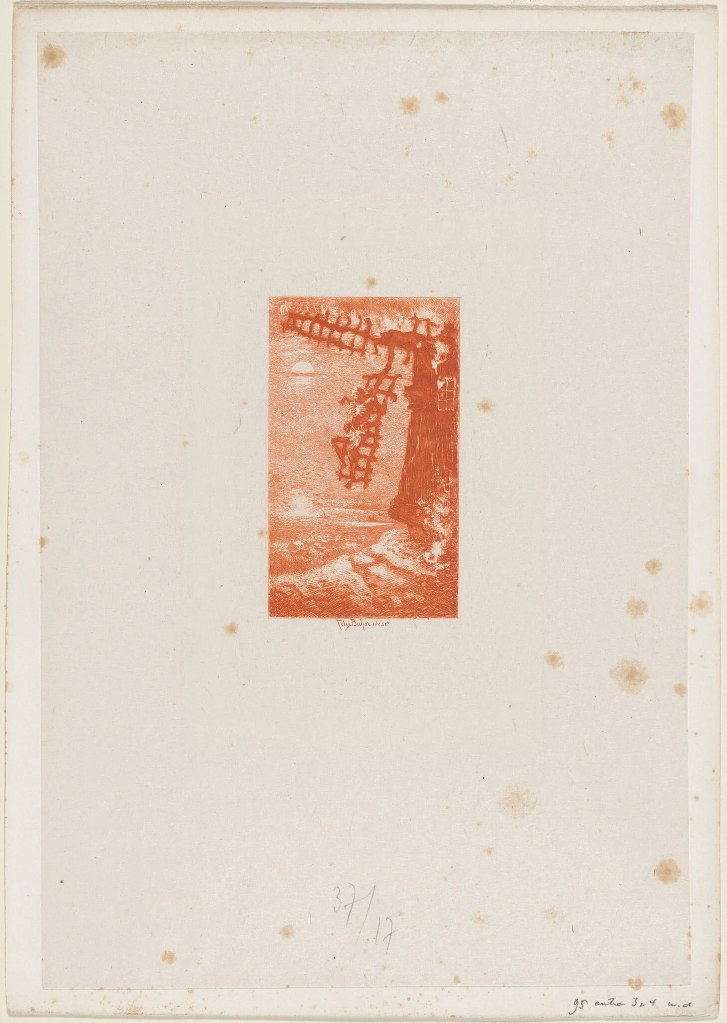 On allume le cierges..., by Félix-Hilaire Buhot, ink, 1878