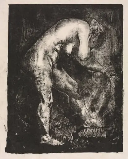 Standing Nude Bending Forward, third state