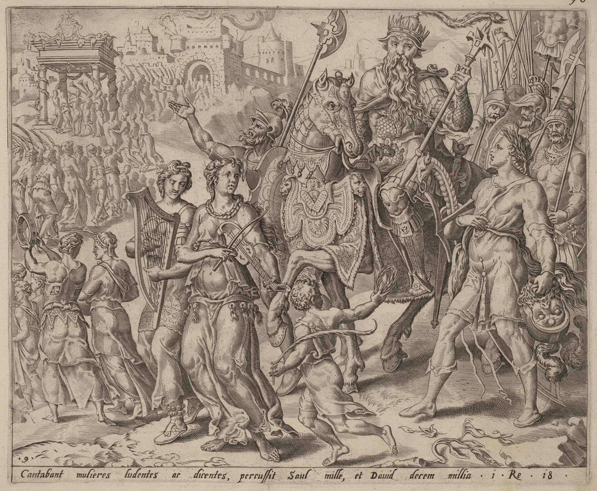 The Triumph of Saul and David, by Dutch 16th Century, ink, 1556