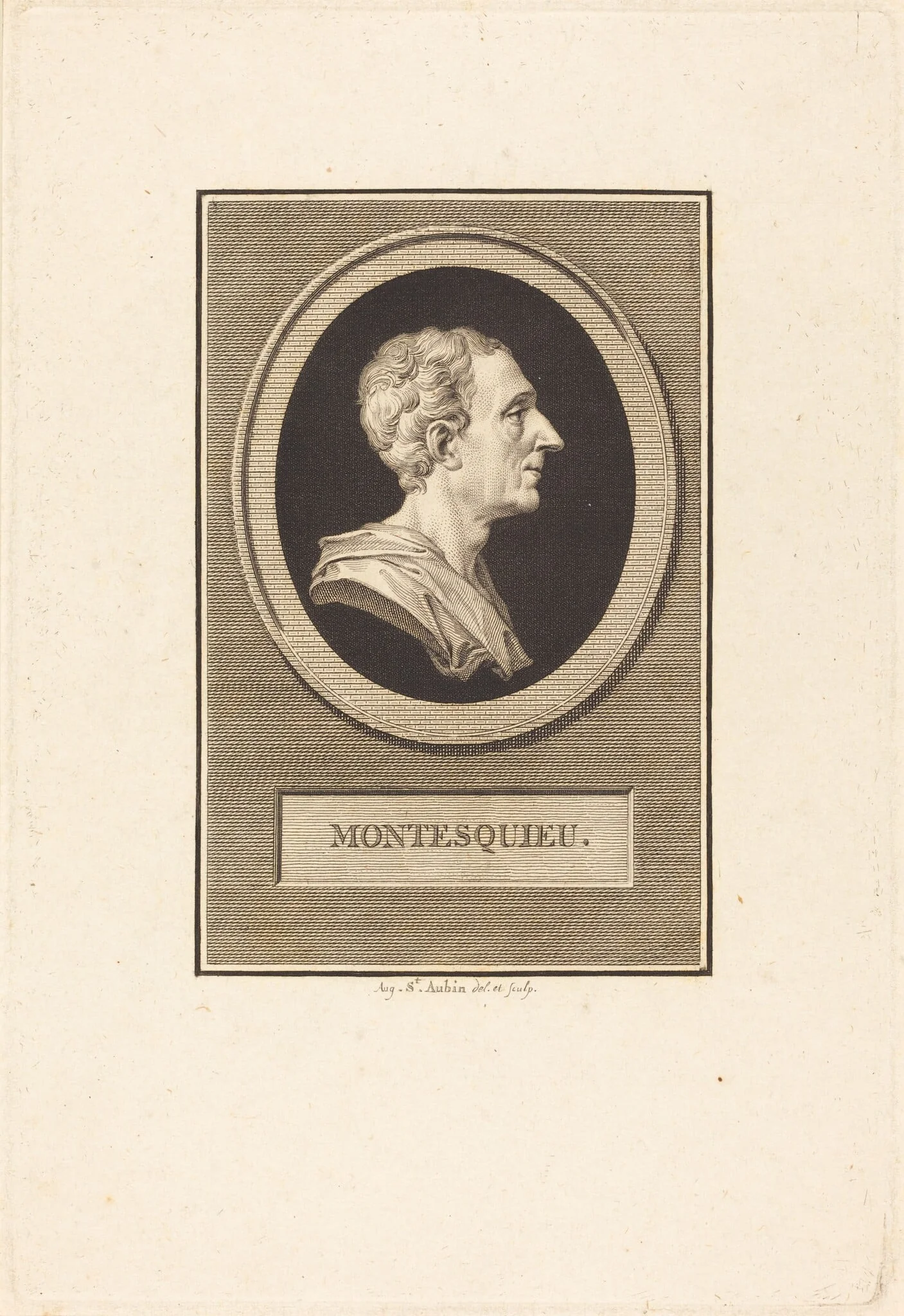 Charles Louis de Secondat Montesquieu, by Augustin de Saint-Aubin, ink, 1803