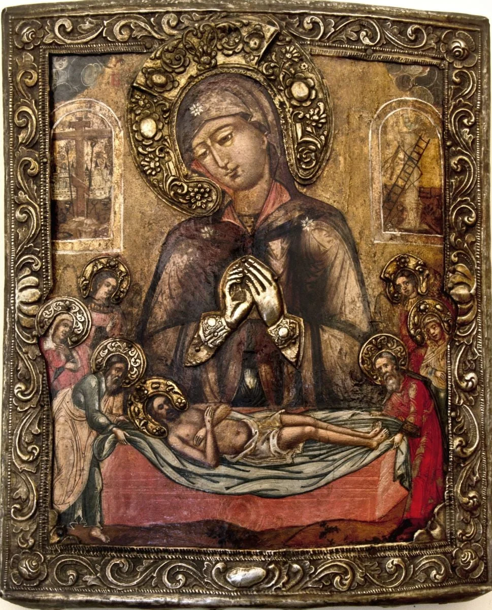 Plângerea lui Iisus Hristos; Icoană ferecată, by Unknown, 1850