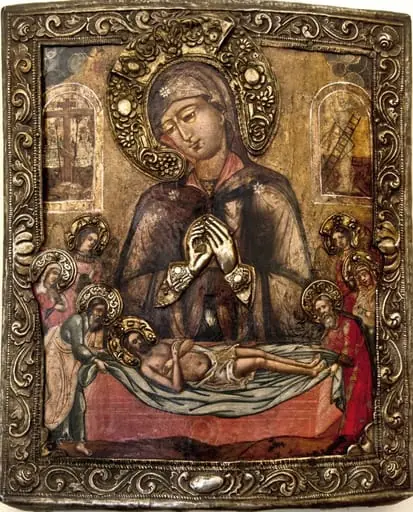 Plângerea lui Iisus Hristos; Icoană ferecată
