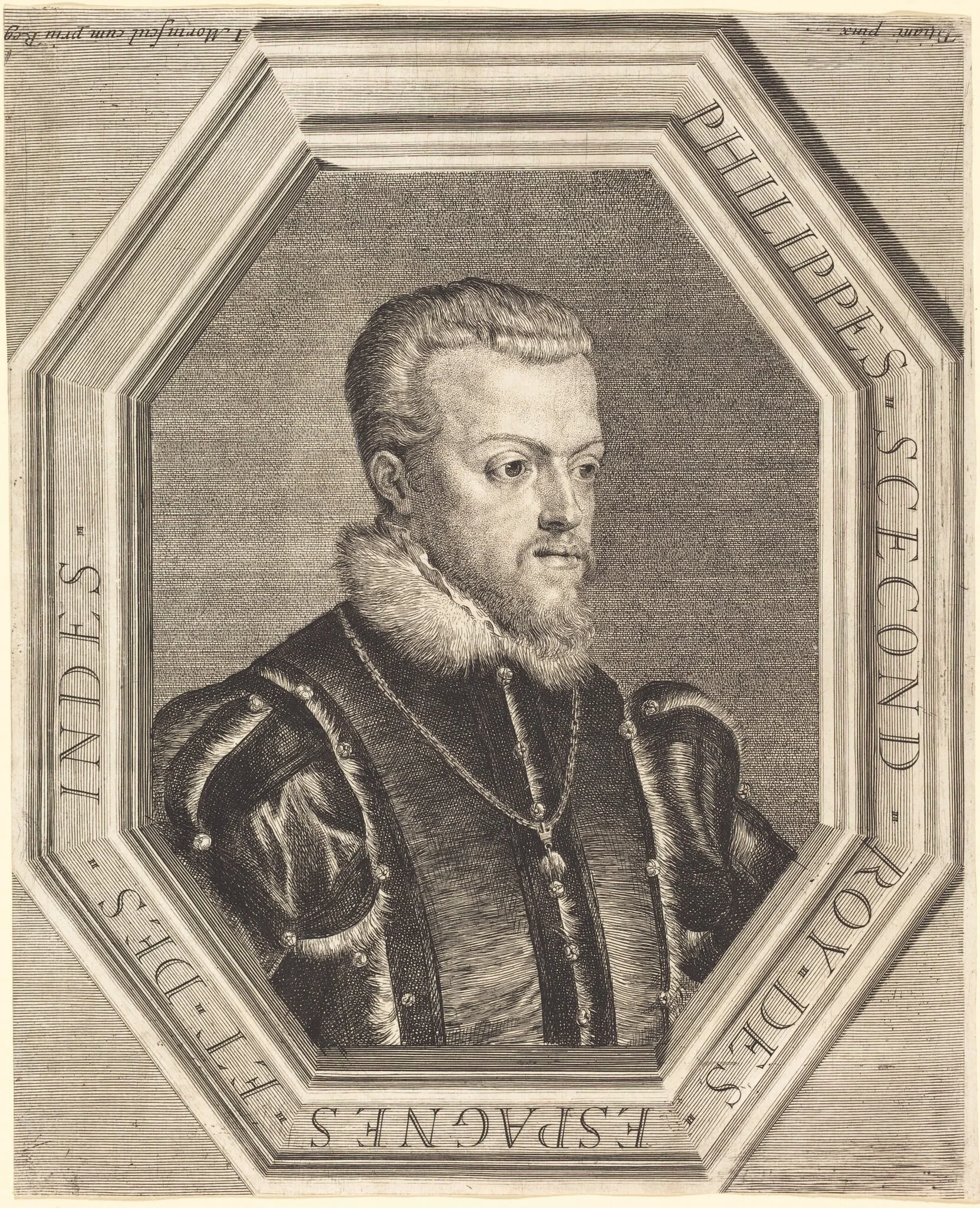 Philippe II, King of Spain, by Jean Morin, ink, 1625