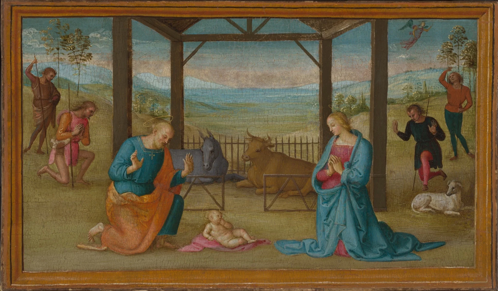 The Nativity, by Pietro Perugino, tempera, 1502