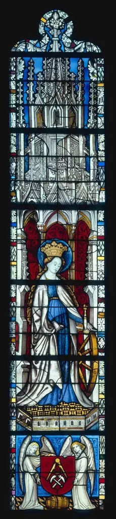 The Virgin Mary and Five Standing Saints above Predella Panels