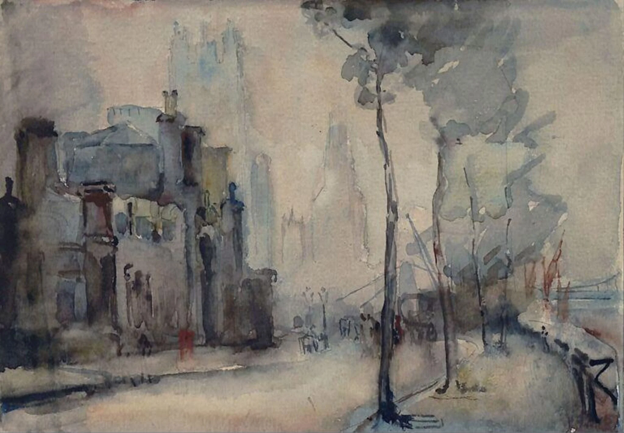 Westminster, by Vernon March, watercolor, 1950