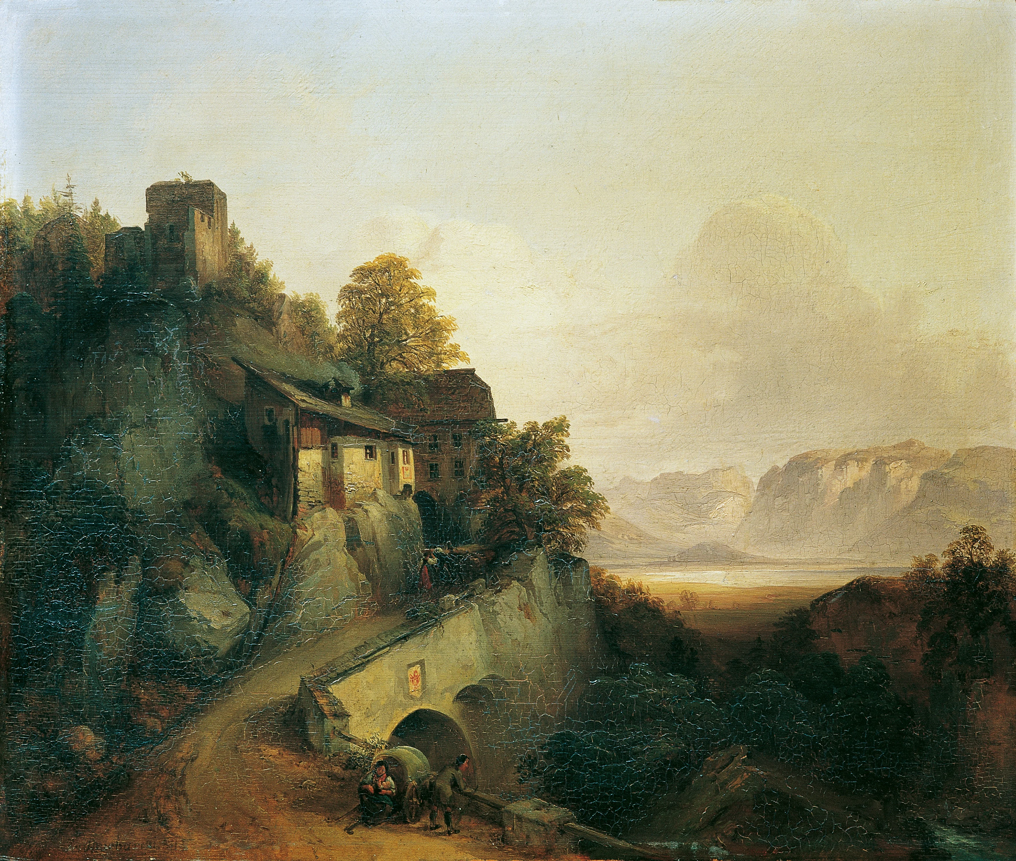 Mountain Road in Tirol, by Franz Barbarini, oil, 1842