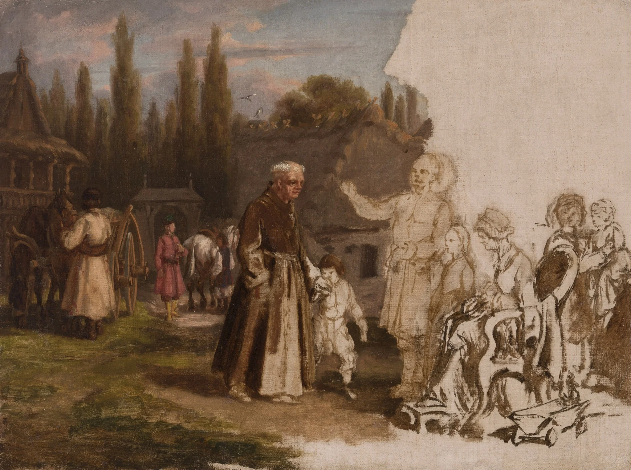 A Nobleman's Family and a Monk