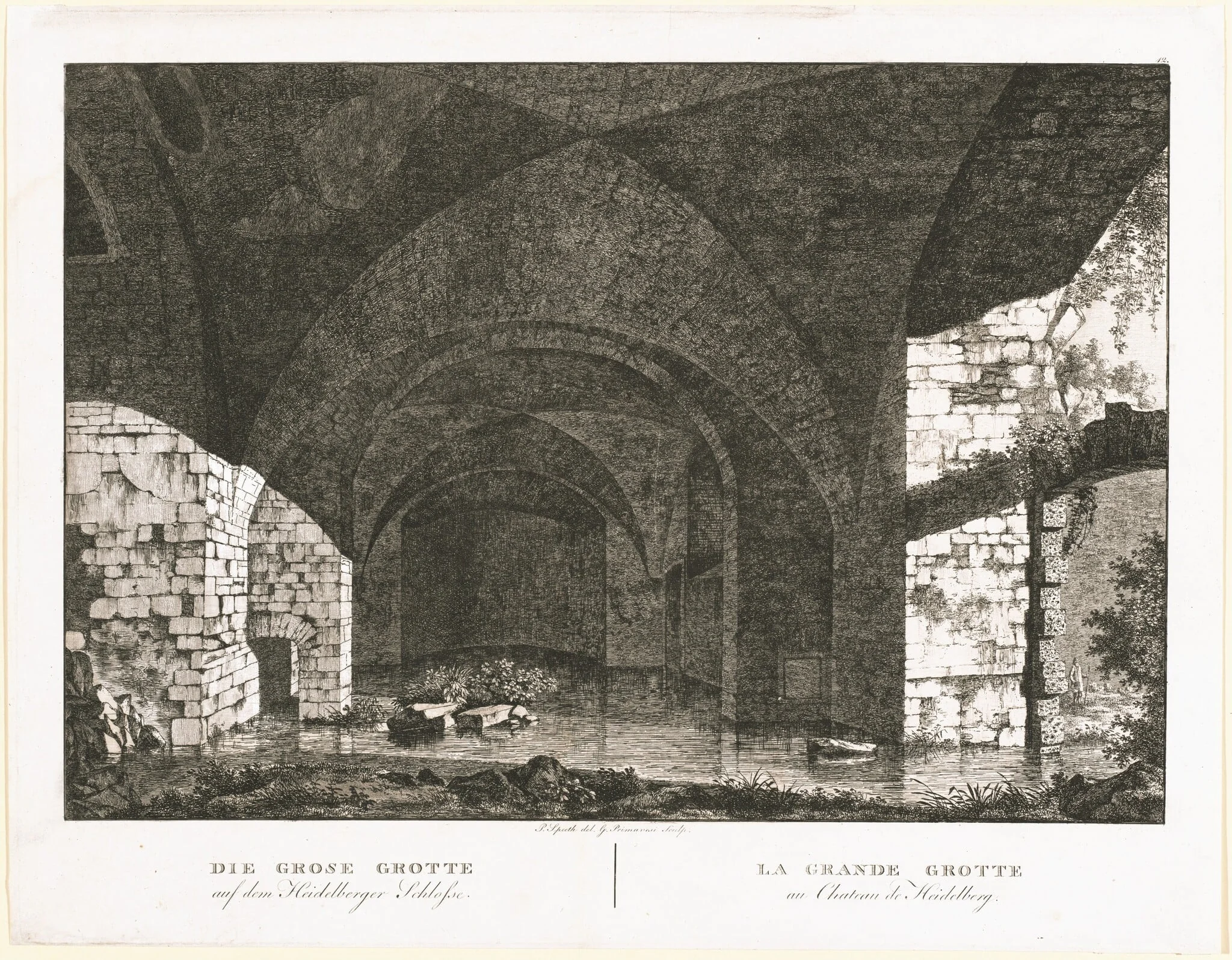 Die Grosse Grotte auf dem Heidelberger Schlosse (The Large Grotto at Heidelberg Castle), by Georg Primavesi, ink, 1806