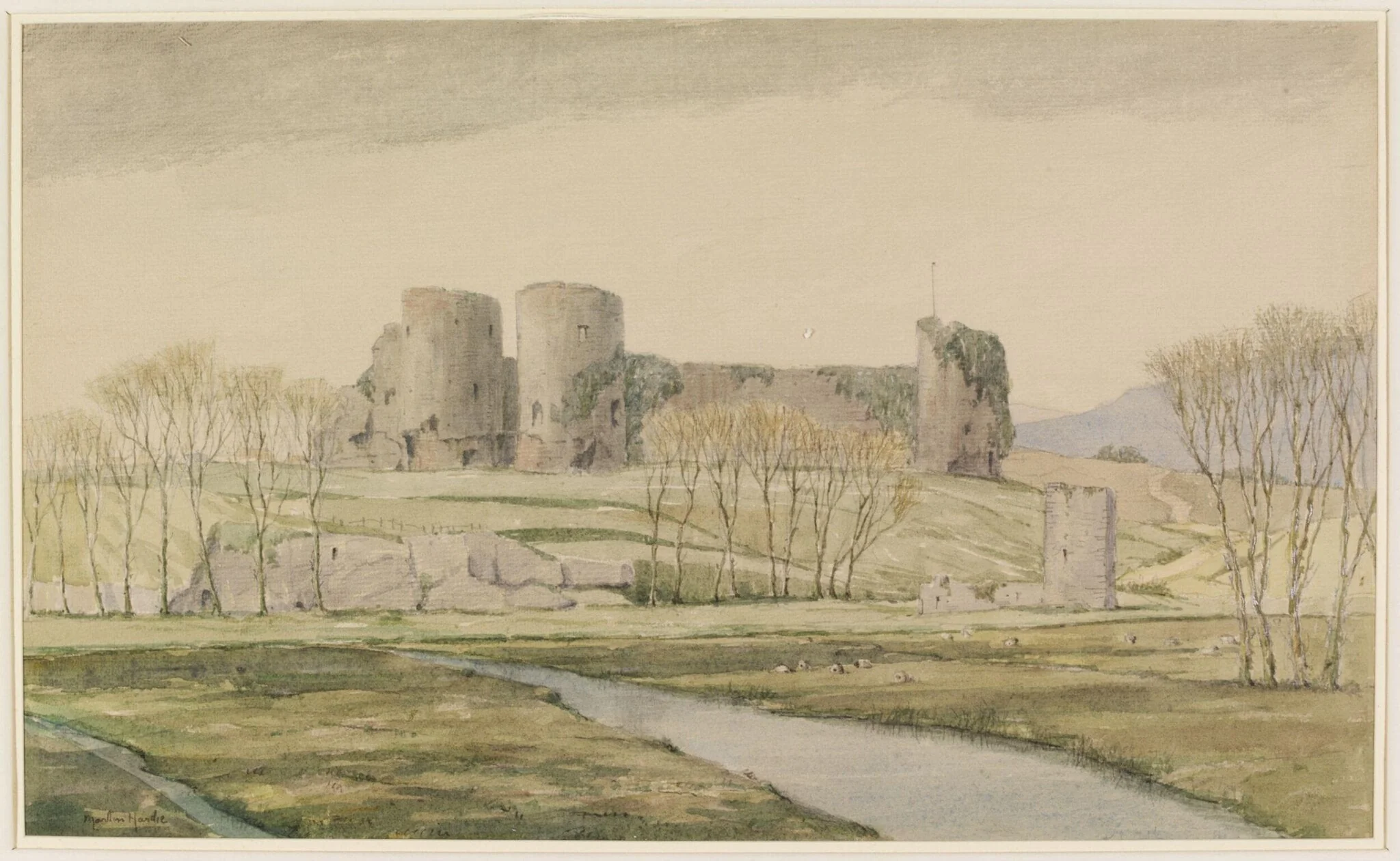 Rhuddlan Castle, Flintshire, by Martin Hardie, watercolor, 1940