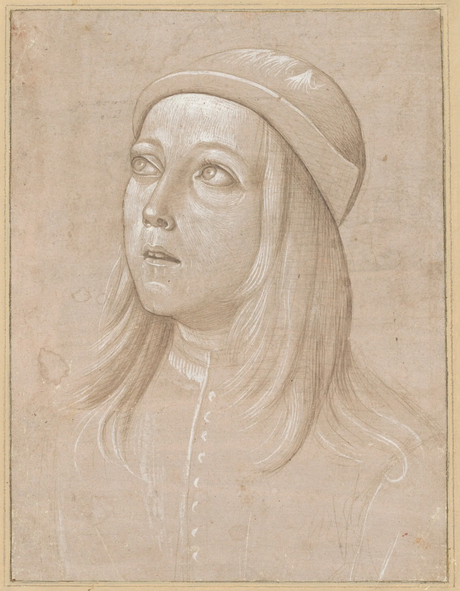 Head of a Youth Looking Up, by Pinturicchio, gouache, 1485