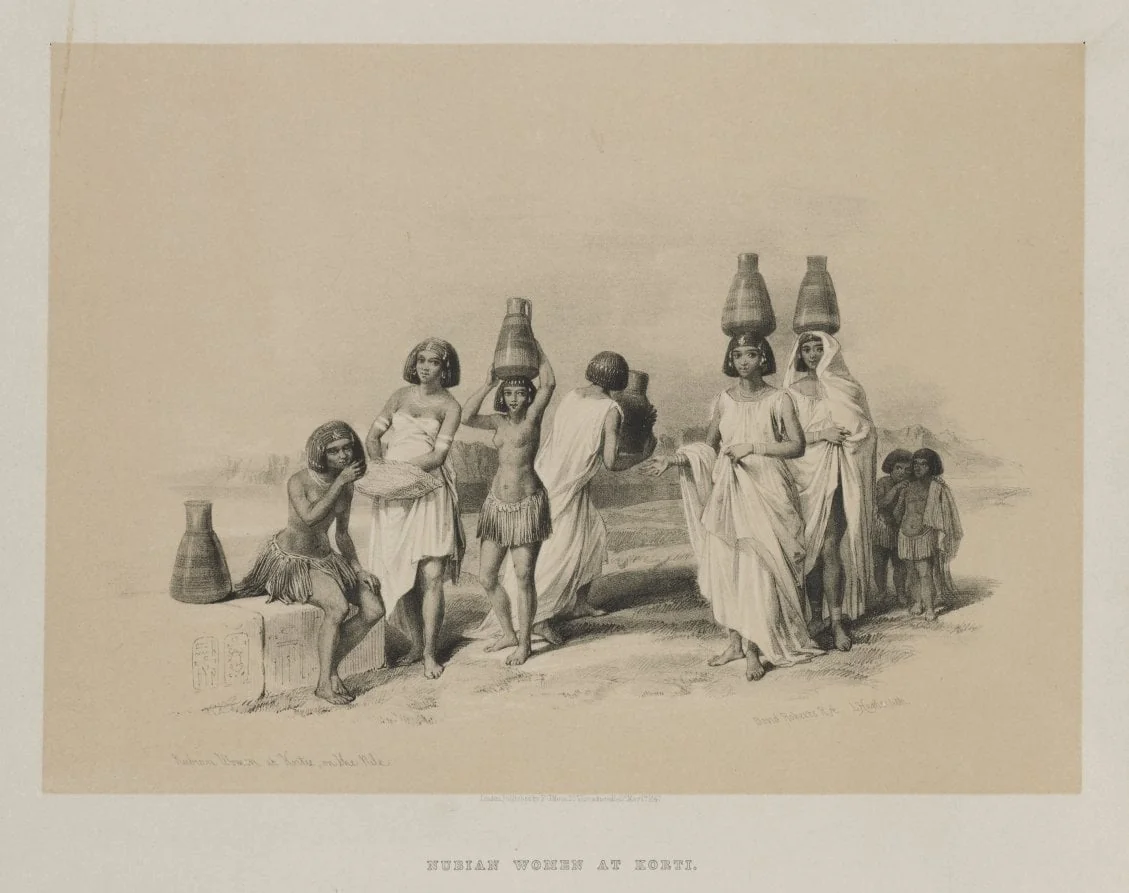 Egypt and Nubia, Volume I: Nubian Women at Kortie, on the Nile, by Louis Haghe, 1847