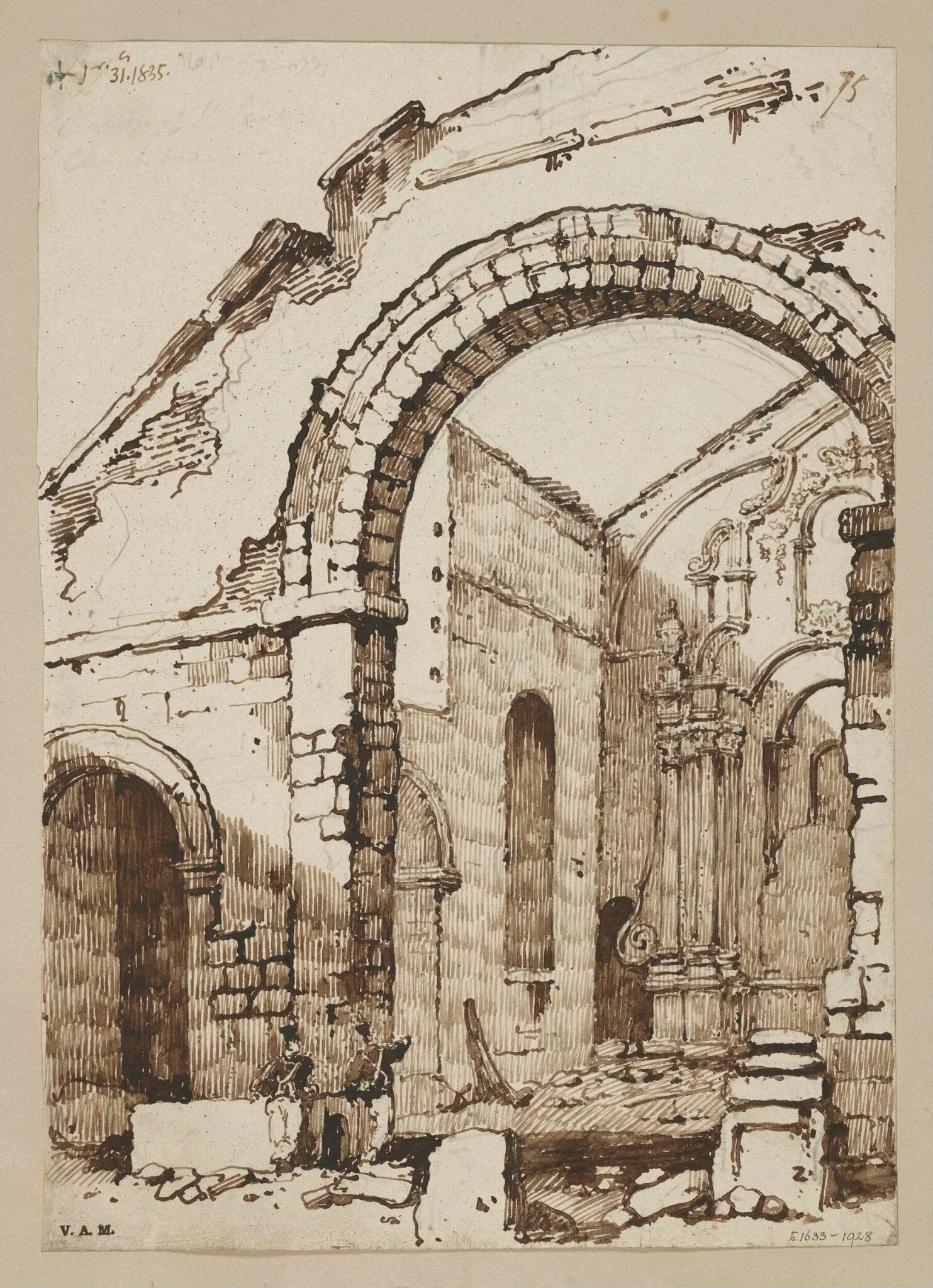 The ruins of St Paul's church, Macau, after the fire of 26 January 1835, by George Chinnery, 1835