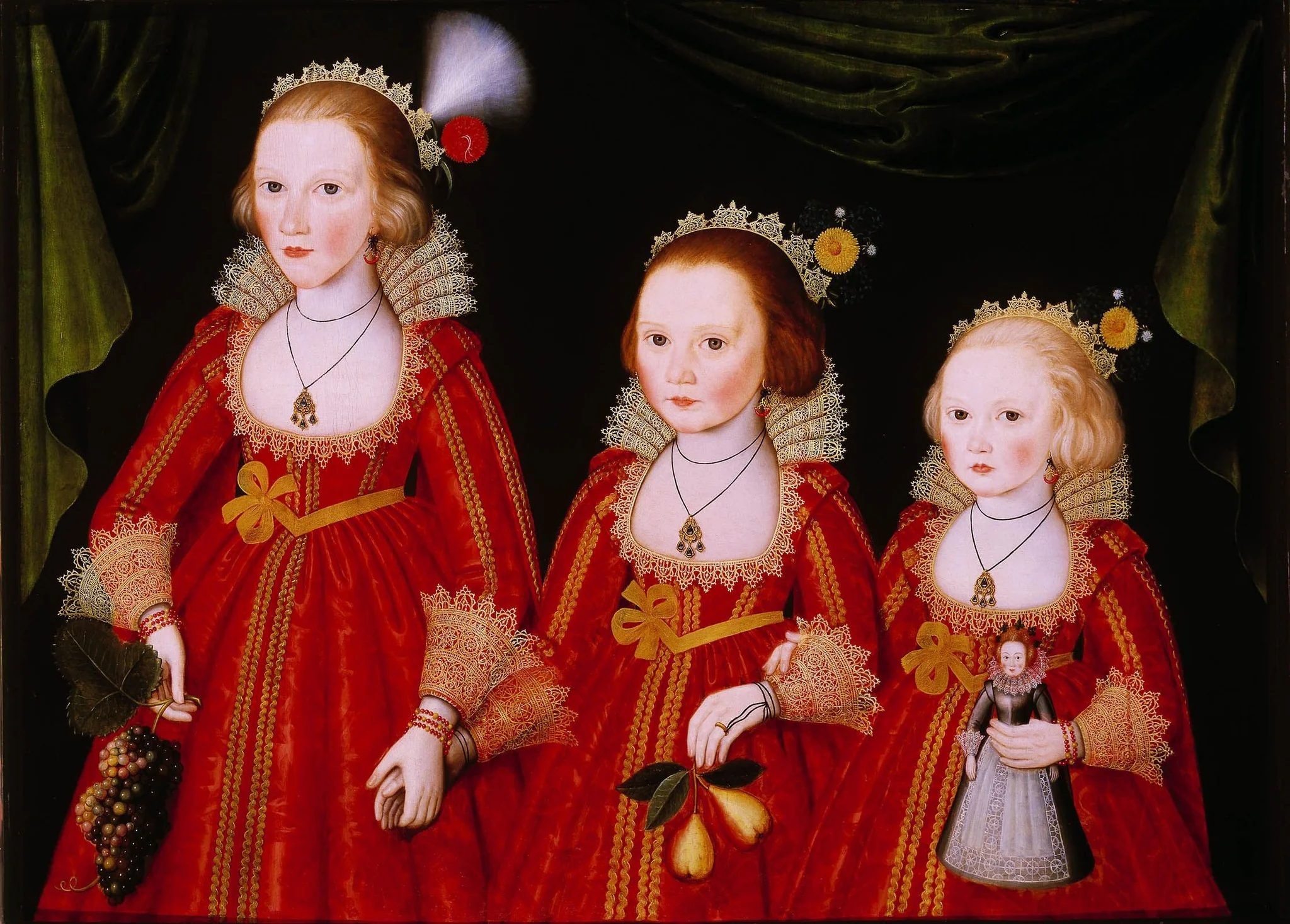 Three Young Girls, by Unknown, oil, 1620