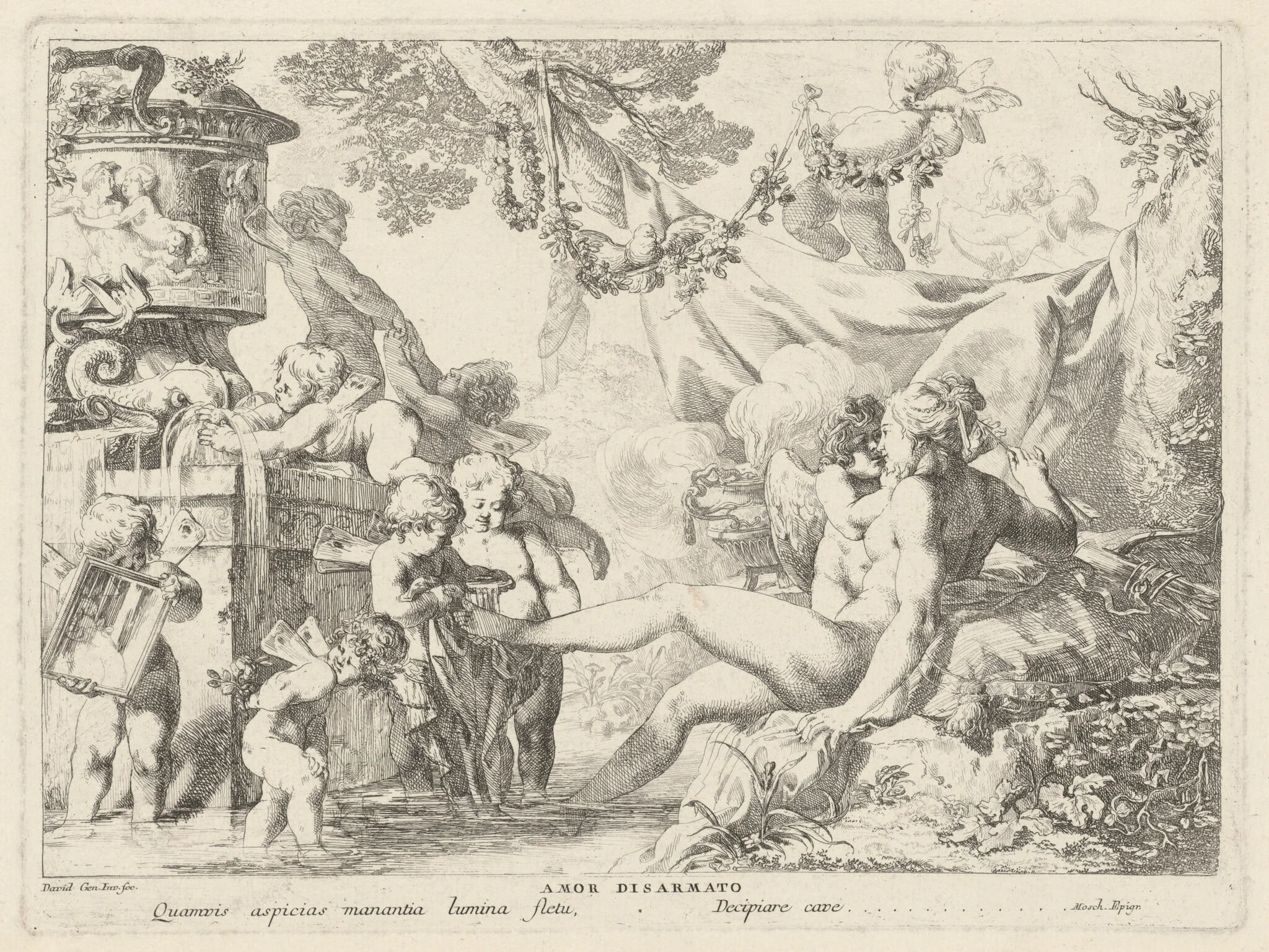 Amor Disarmato (Cupid Disarmed), by Giovanni David, ink, 1776