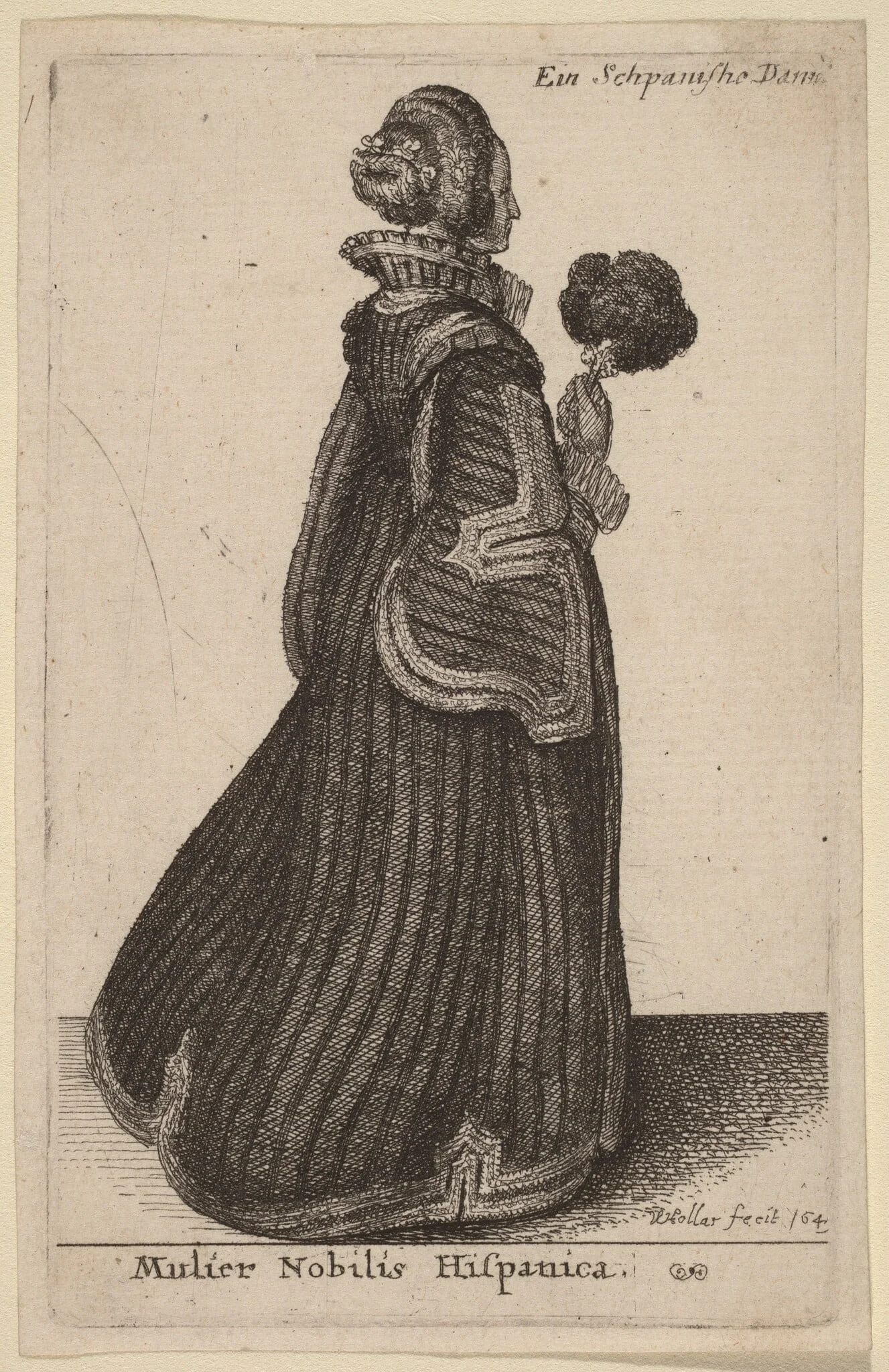 Mulier Nobilis Hispanica (Spanish Noblewoman), by Wenceslaus Hollar, ink, 1649