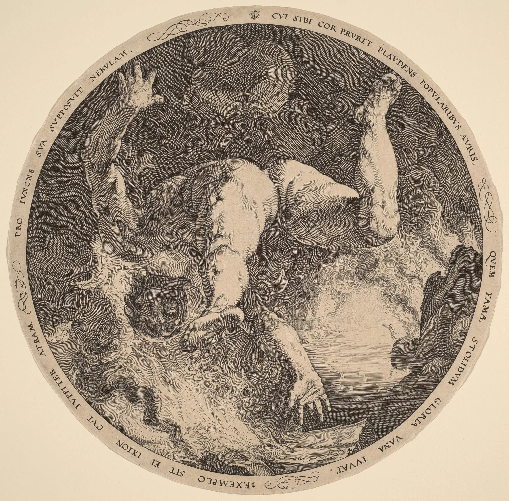 Ixion, by Hendrik Goltzius, ink, 1588