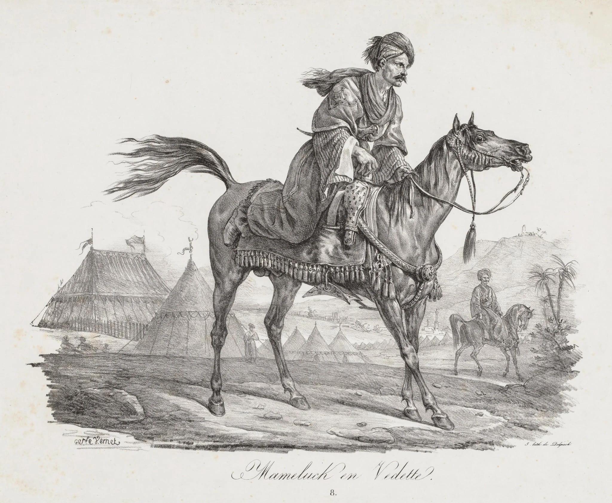 Large Suite of Horses:  Mounted Mamelucke, by Carle Vernet, 1818