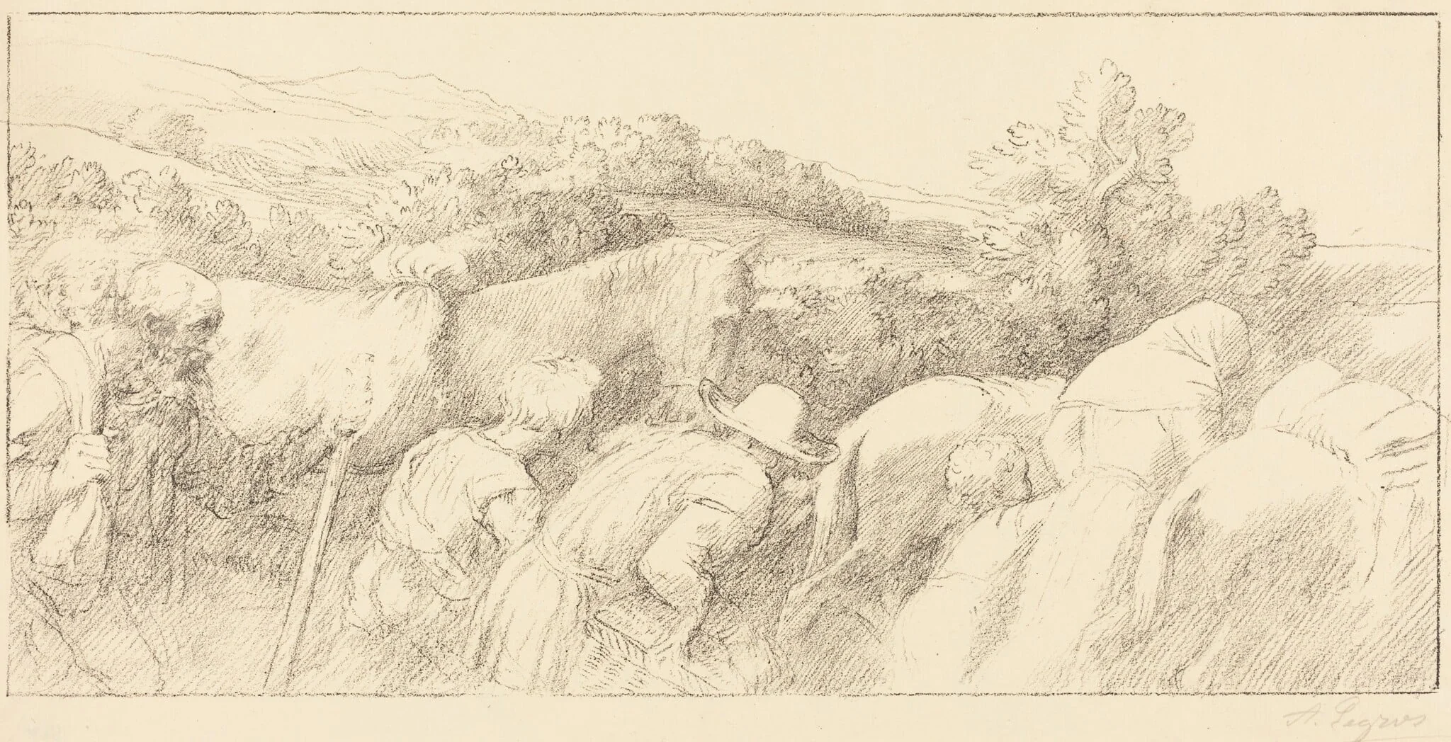 Return of the Peasants (Le retour des paysans), by Alphonse Legros, ink, 1874