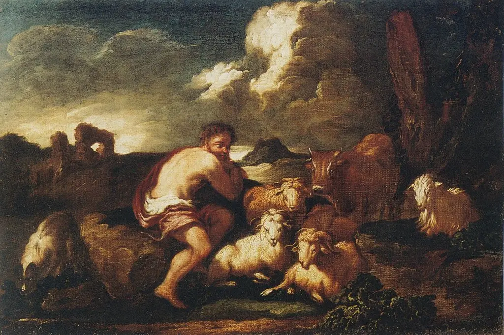 Landscape with shepherd and animals