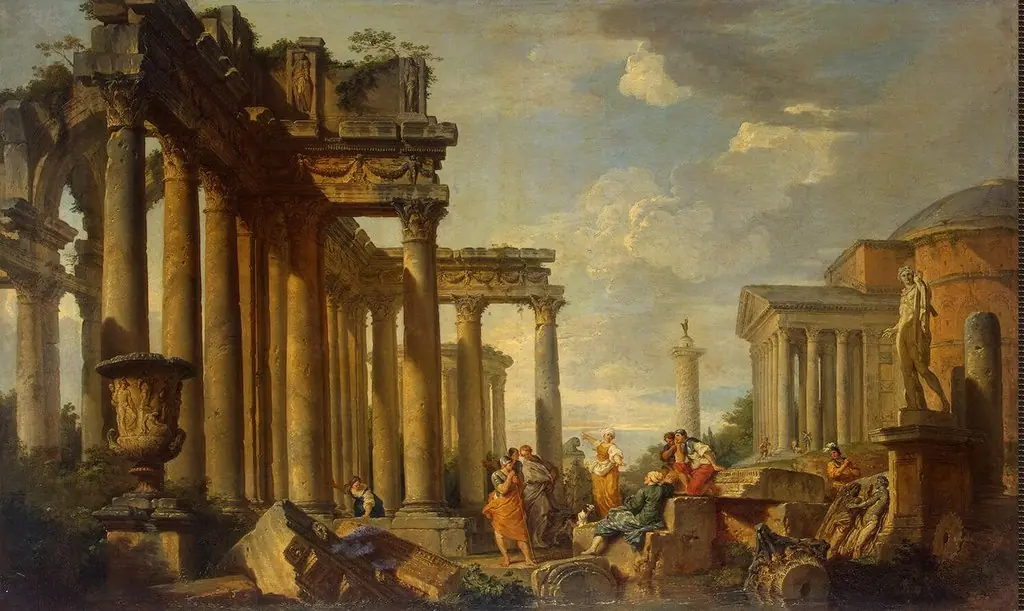 St Sibyl's Sermon in Roman Ruins with the Statue of Apollo