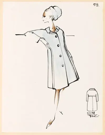 Manteau bleu clair et chapeau assorti