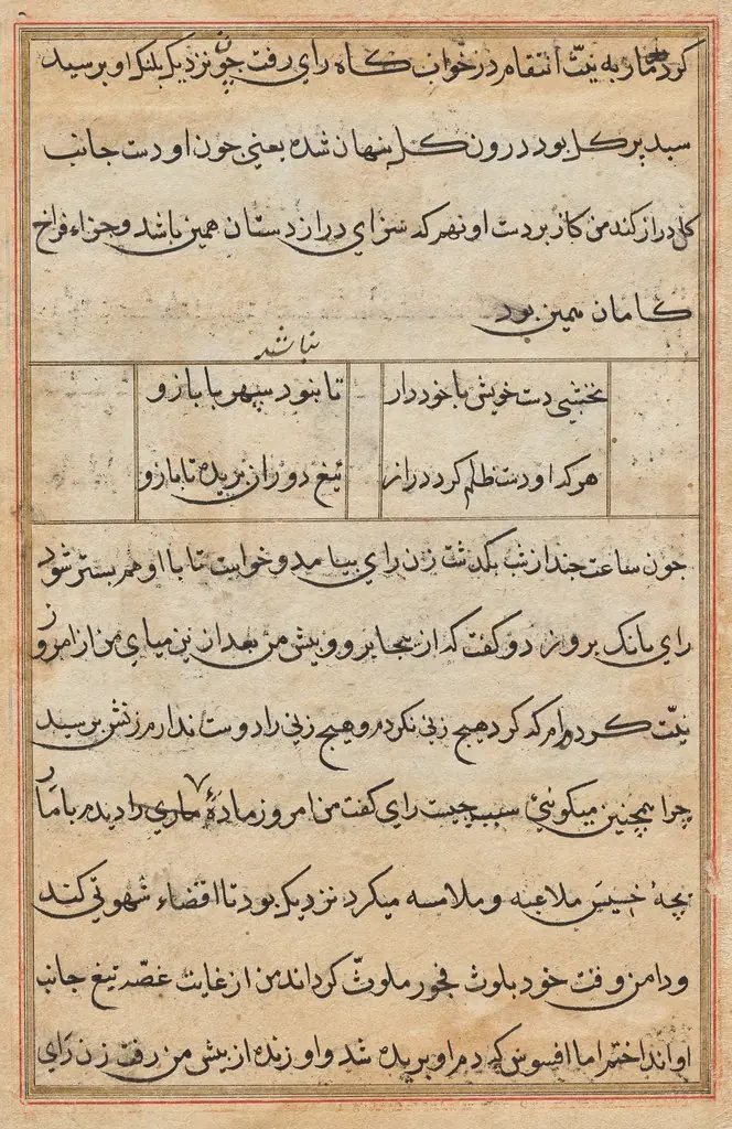 Page from Tales of a Parrot (Tuti-nama): text page