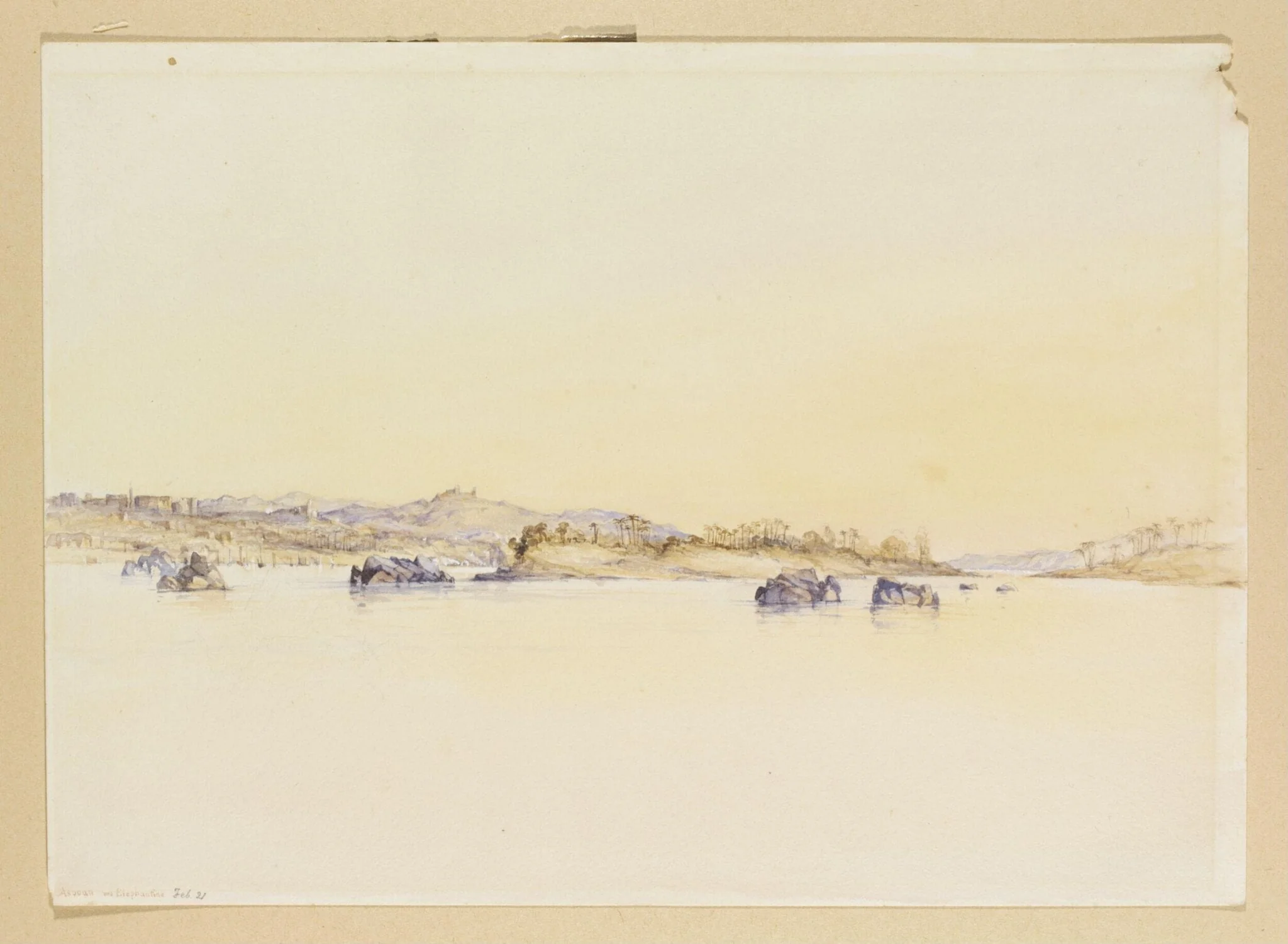 Asouan and Elephantine, by Maria Harriett Mathias, watercolor, 1857