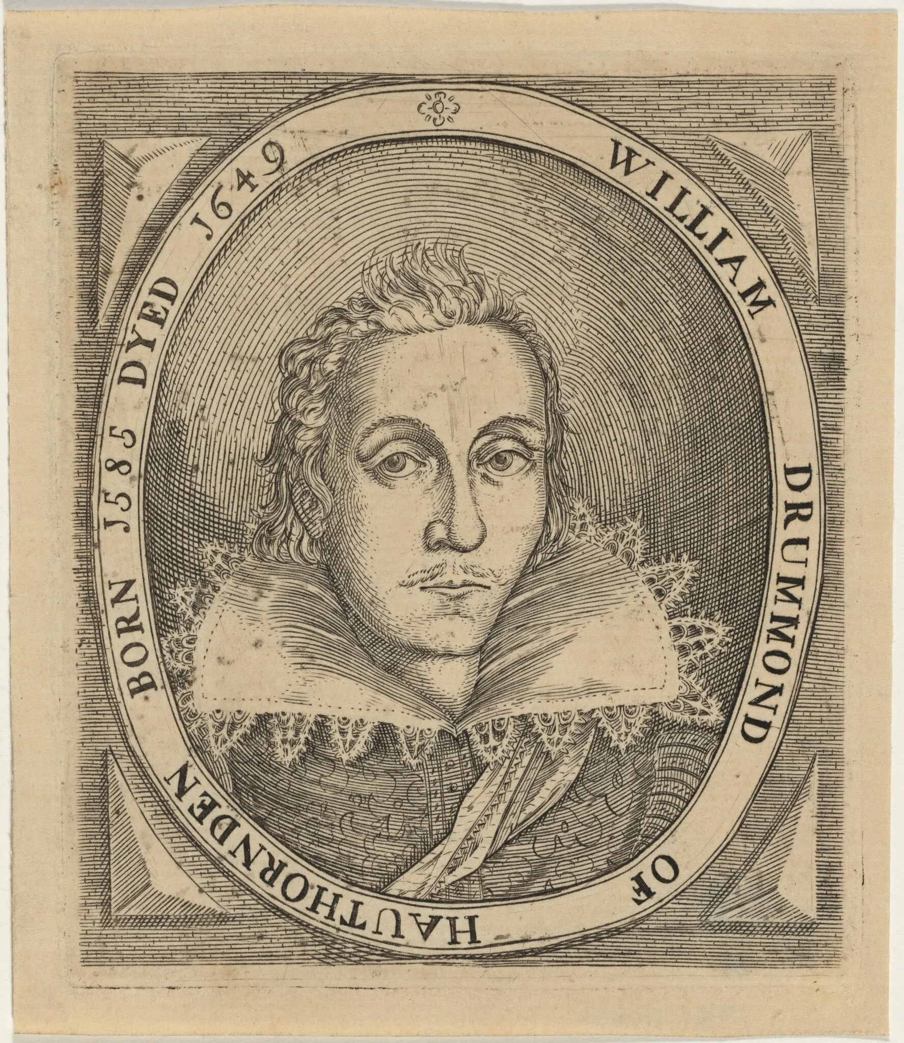 William Drummond of Hawthornden, by Unknown, ink, 1655