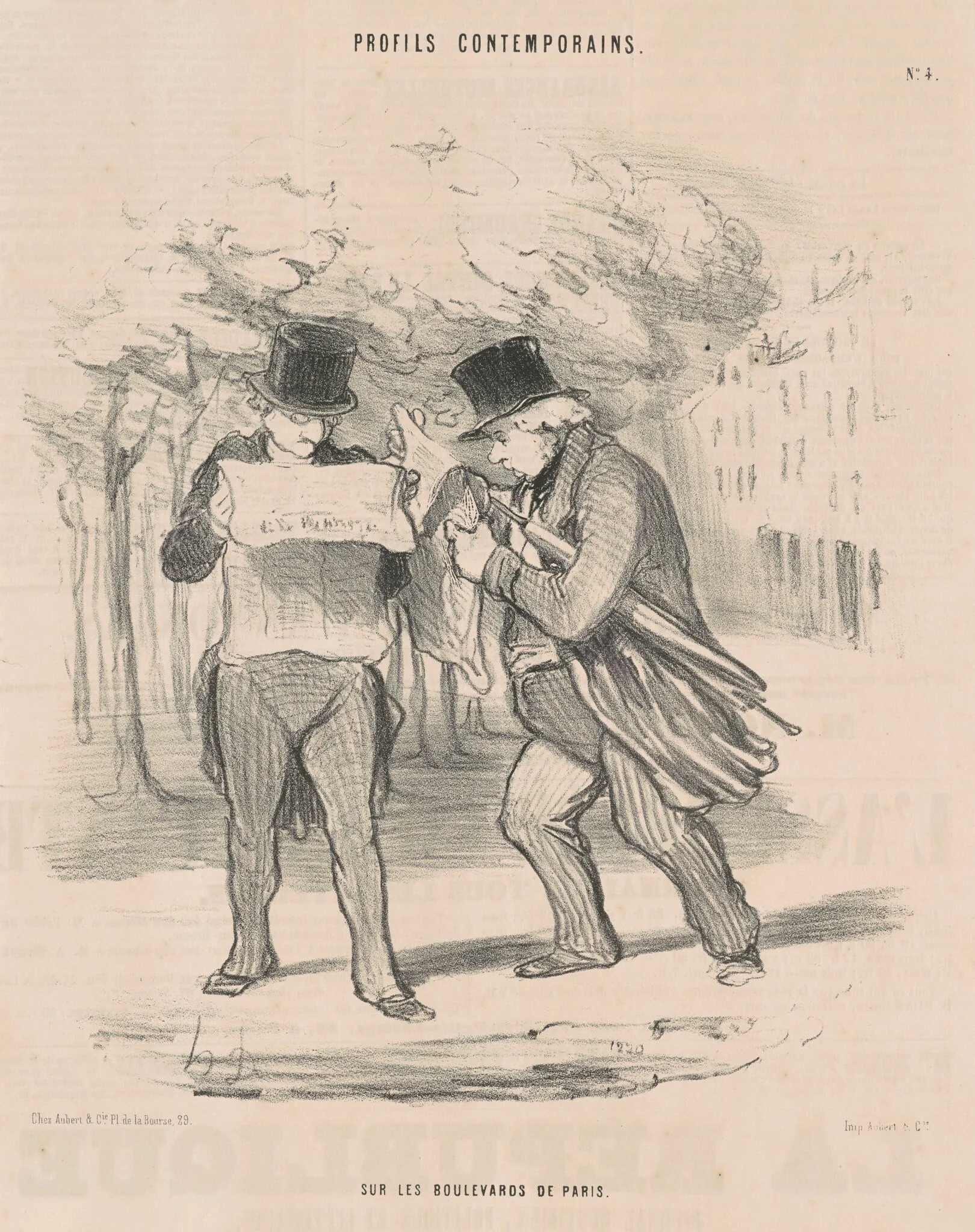Sur les boulevards de Paris, by Honoré Daumier, ink, 1848