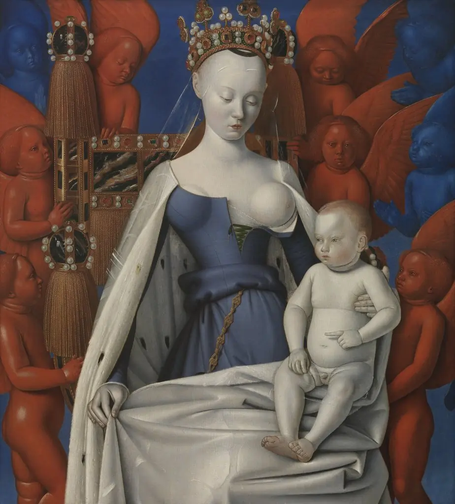 Virgin and Child Surrounded by Angels, by Jean Fouquet