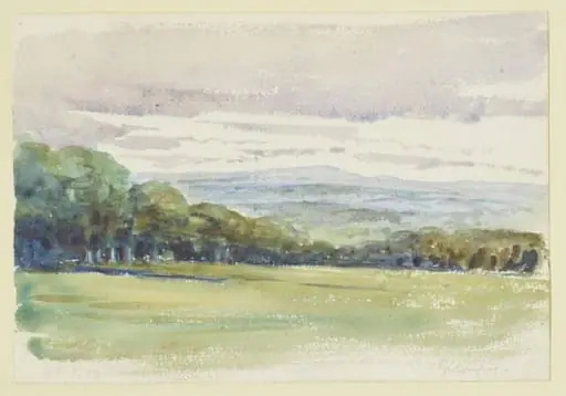 Sketch of a wooded landscape viewed from Gwaynynog, Denbigh