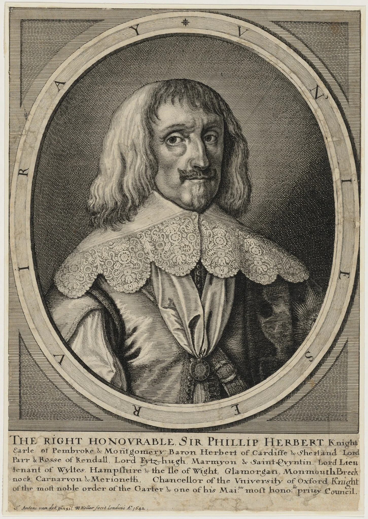 Philip Herbert, Fourth Earl of Pembroke, by Wenceslaus Hollar, ink, 1642