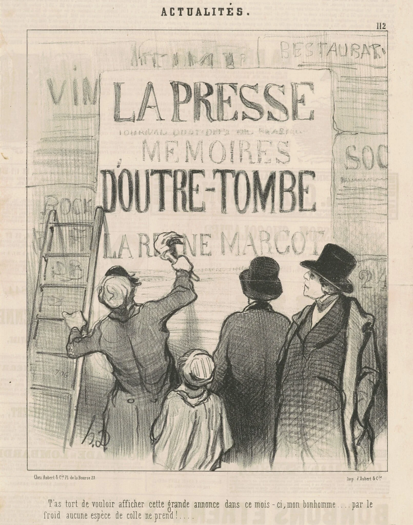 T'as tort de vouloir afficher cette ... annonce ..., by Honoré Daumier, ink, 1844