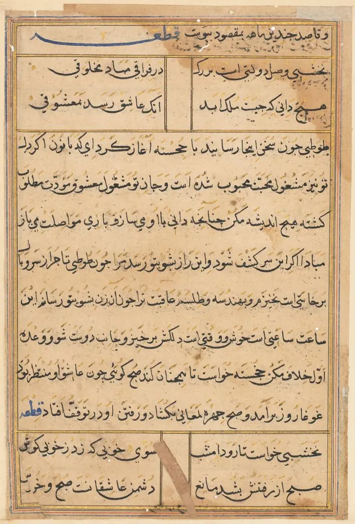 Page from Tales of a Parrot (Tuti-nama): text page