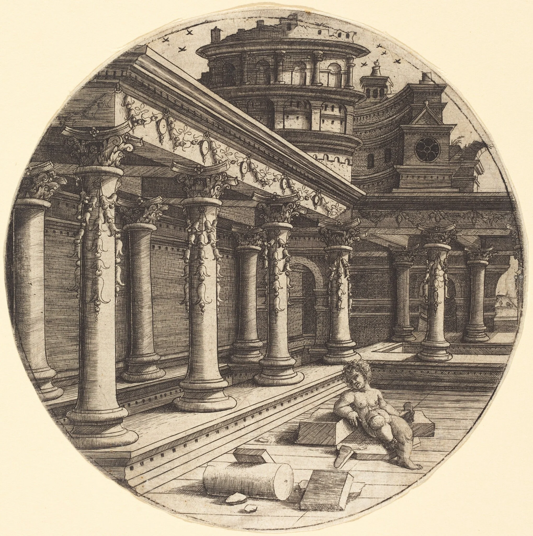 The Infant in the Gallery, by Jean de Gourmont I, ink, 1518