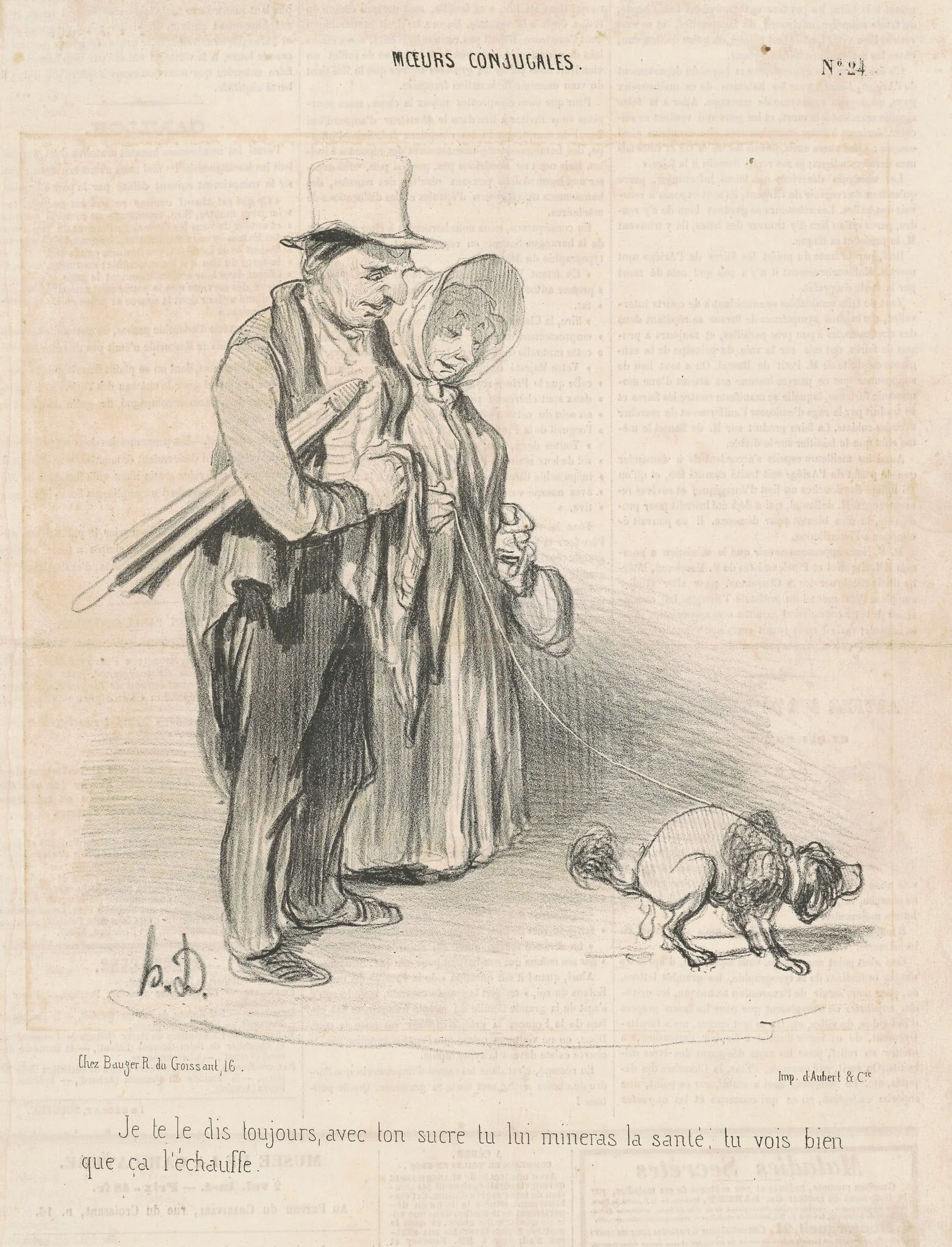 Je te le dis toujours, avec ton sucre..., by Honoré Daumier, ink, 1840