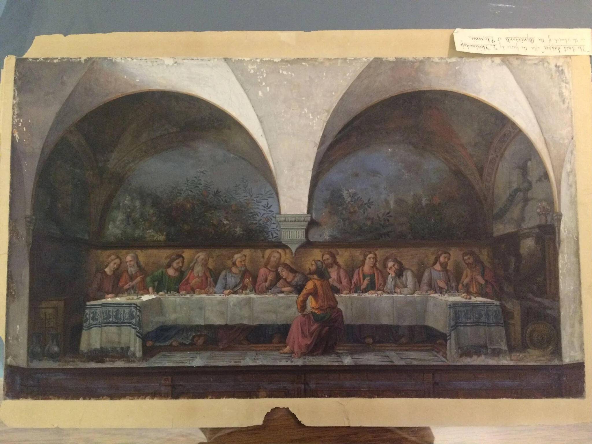 Copy after The Last Supper, Domenico Ghirlandaio in the Chiesa di Ognissanti (Florence), by Domenico Ghirlandaio, watercolor, 1864