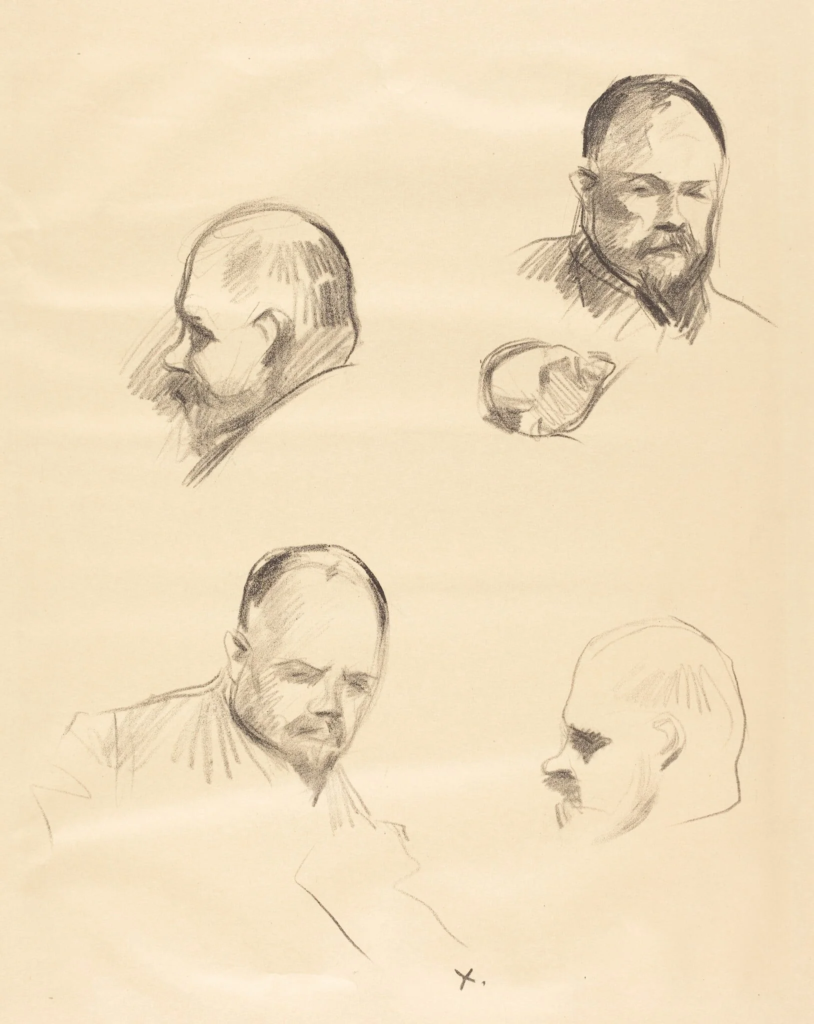 Ambroise Vollard, quatre esquisses (Ambroise Vollard, four sketches), by Jean-Louis Forain, ink, 1910